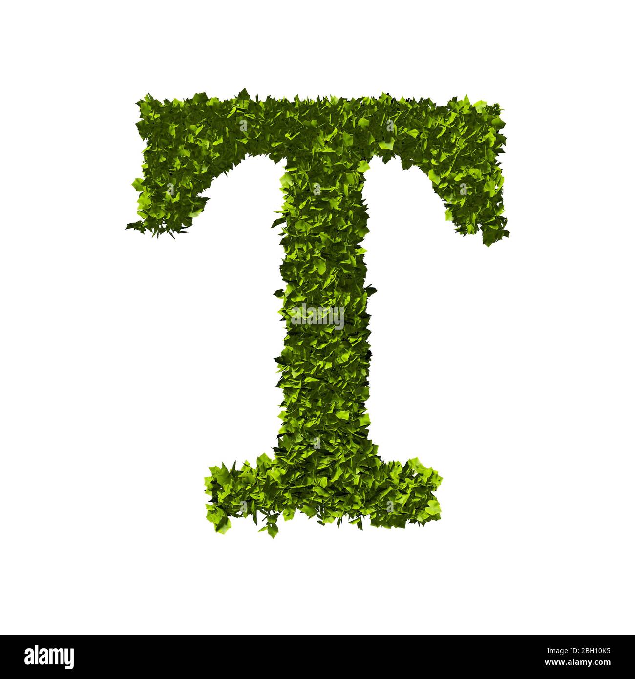 Buchstabe T Natur Blatt Alphabet. 3D-Rendering Stockfoto