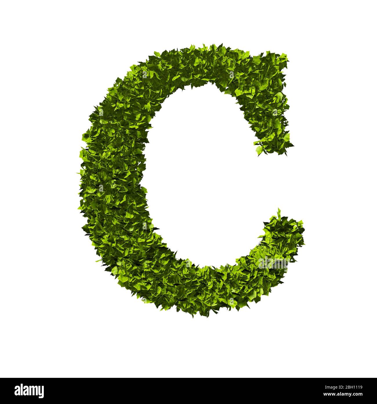 Buchstabe C Natur Blatt Alphabet. 3D-Rendering Stockfoto