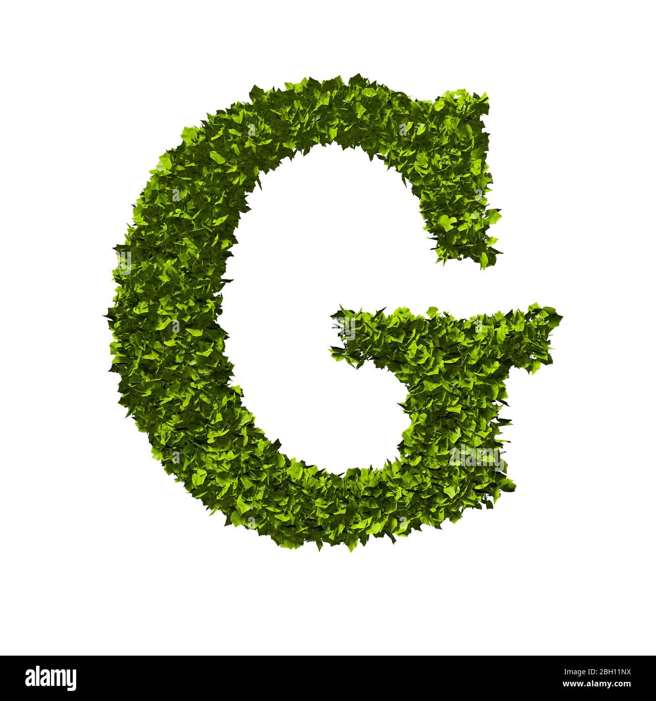 Buchstabe G Natur Blatt Alphabet. 3D-Rendering Stockfoto
