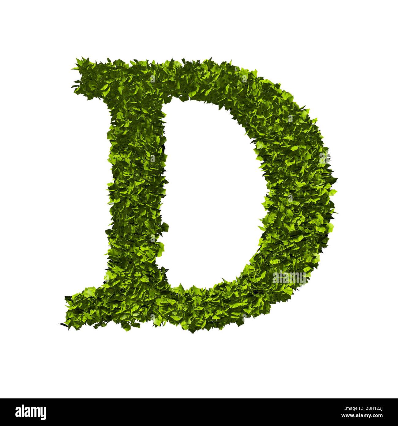 Buchstabe D Natur Blatt Alphabet. 3D-Rendering Stockfoto