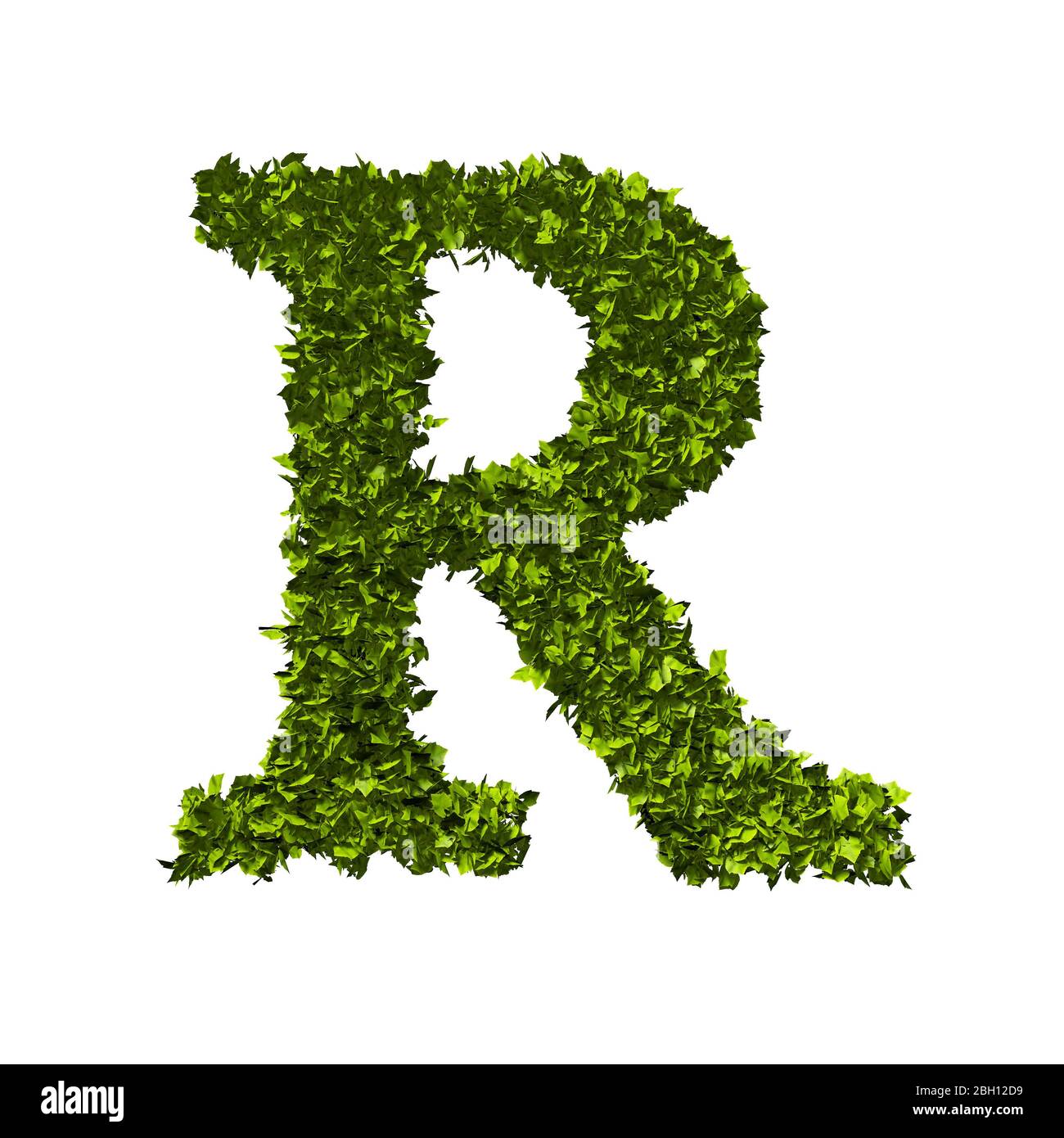 Buchstabe R Natur Blatt Alphabet. 3D-Rendering Stockfoto