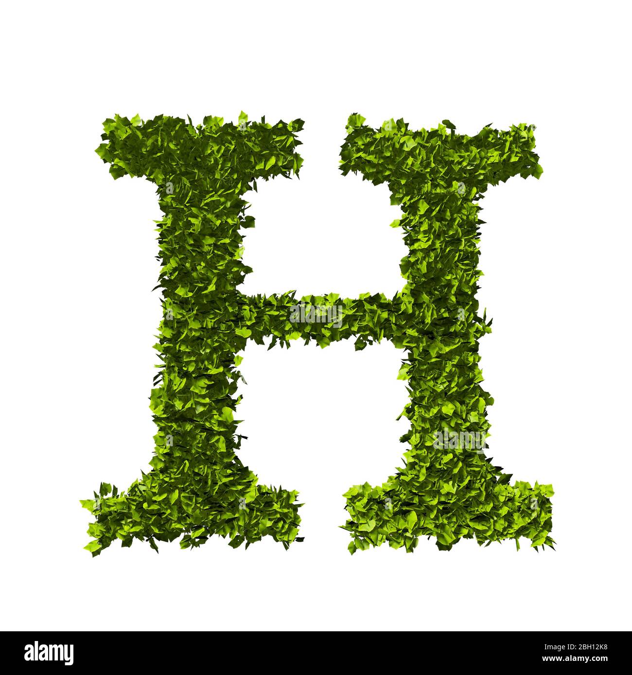Buchstabe H Natur Blatt Alphabet. 3D-Rendering Stockfoto