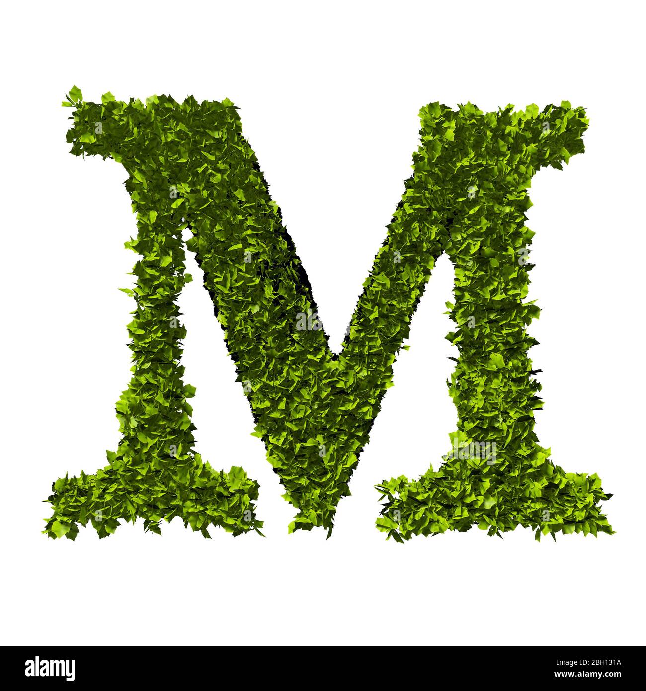 Buchstabe M Natur Blatt Alphabet. 3D-Rendering Stockfoto
