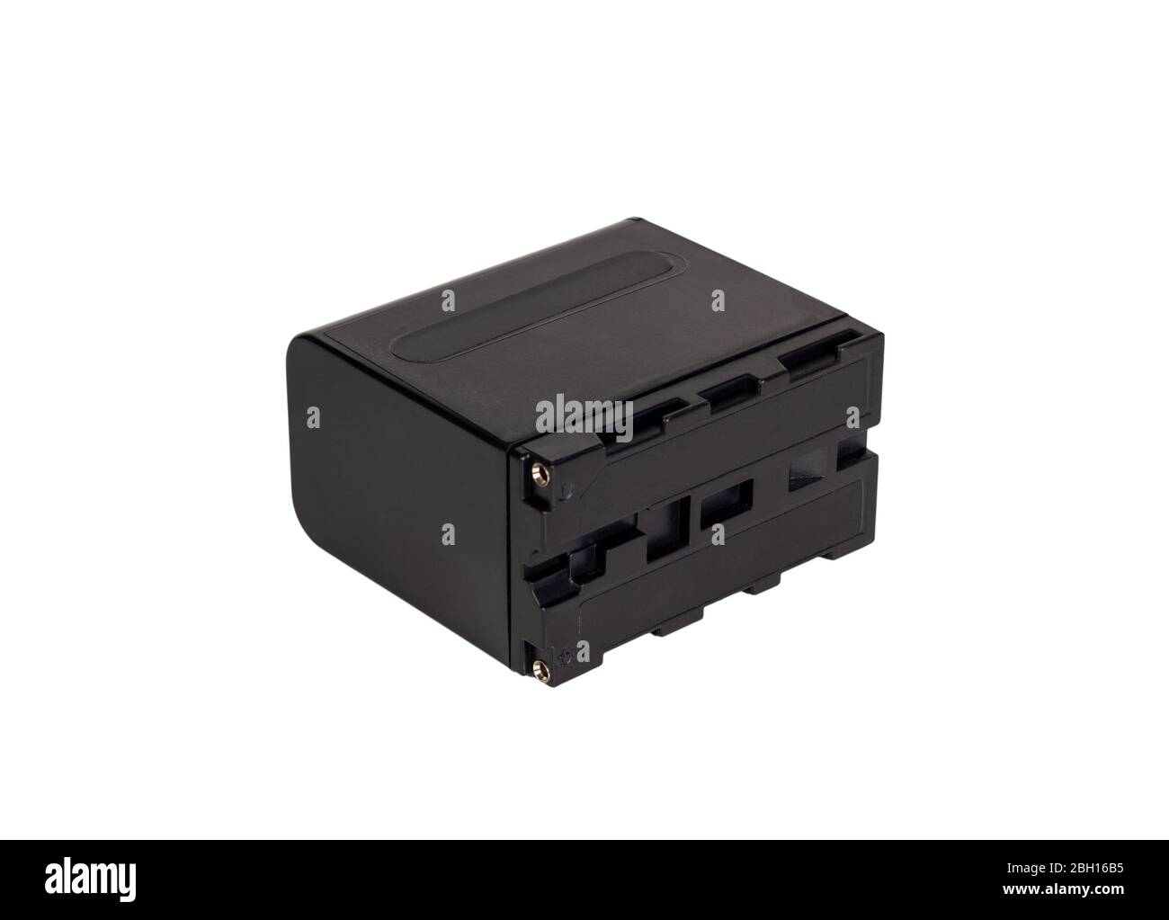 Akkuadapter für Kamera. Batteriefach. Isoliert auf weißem Hintergrund. Stockfoto