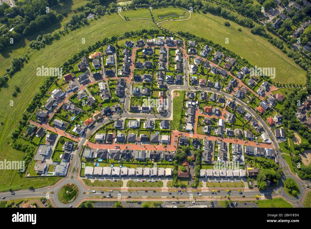 , Wohngebiet Kesselberg in Duisburg, 09.06.2016, Luftaufnahme, Deutschland, Nordrhein-Westfalen, Ruhrgebiet, Duisburg Stockfoto