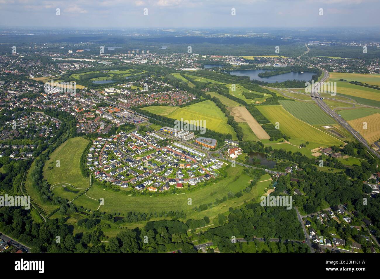 , Wohngebiet Kesselberg in Duisburg, 09.06.2016, Luftaufnahme, Deutschland, Nordrhein-Westfalen, Ruhrgebiet, Duisburg Stockfoto