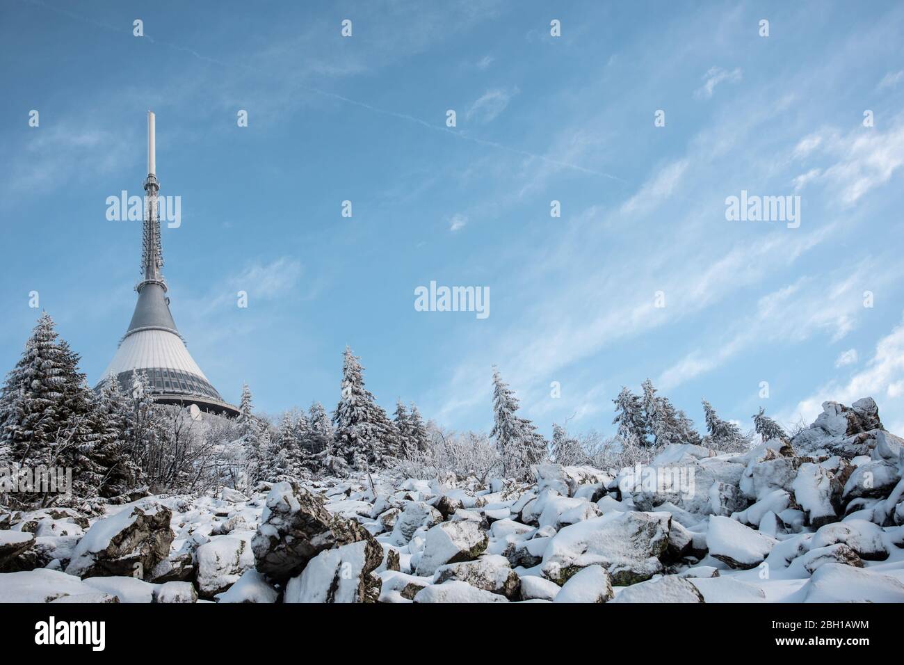 Winter mit Schnee befahren in der Tschechischen Republik. Stockfoto