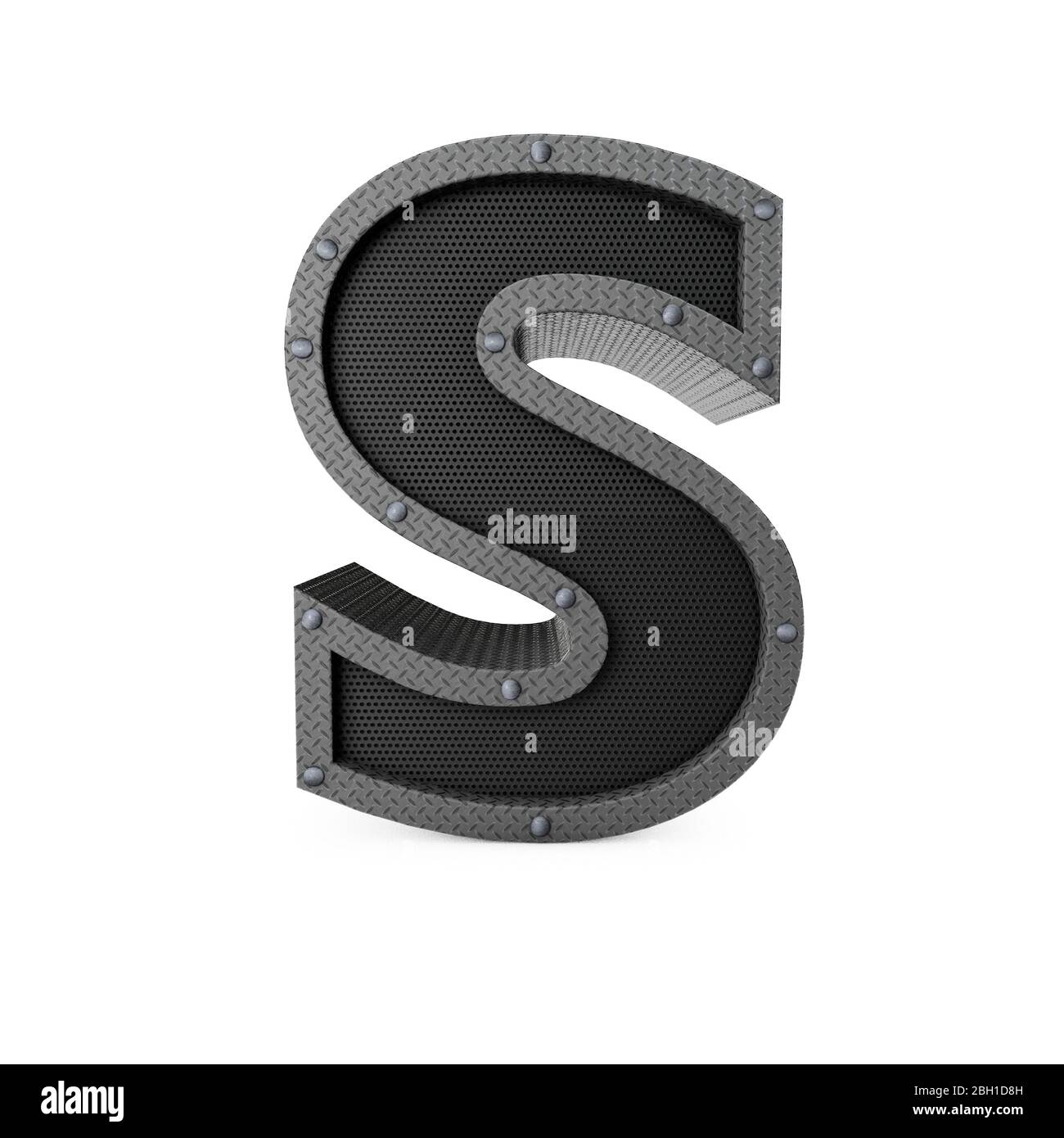 Metall-Typ mit dem Buchstaben S. 3D-Rendering Stockfoto