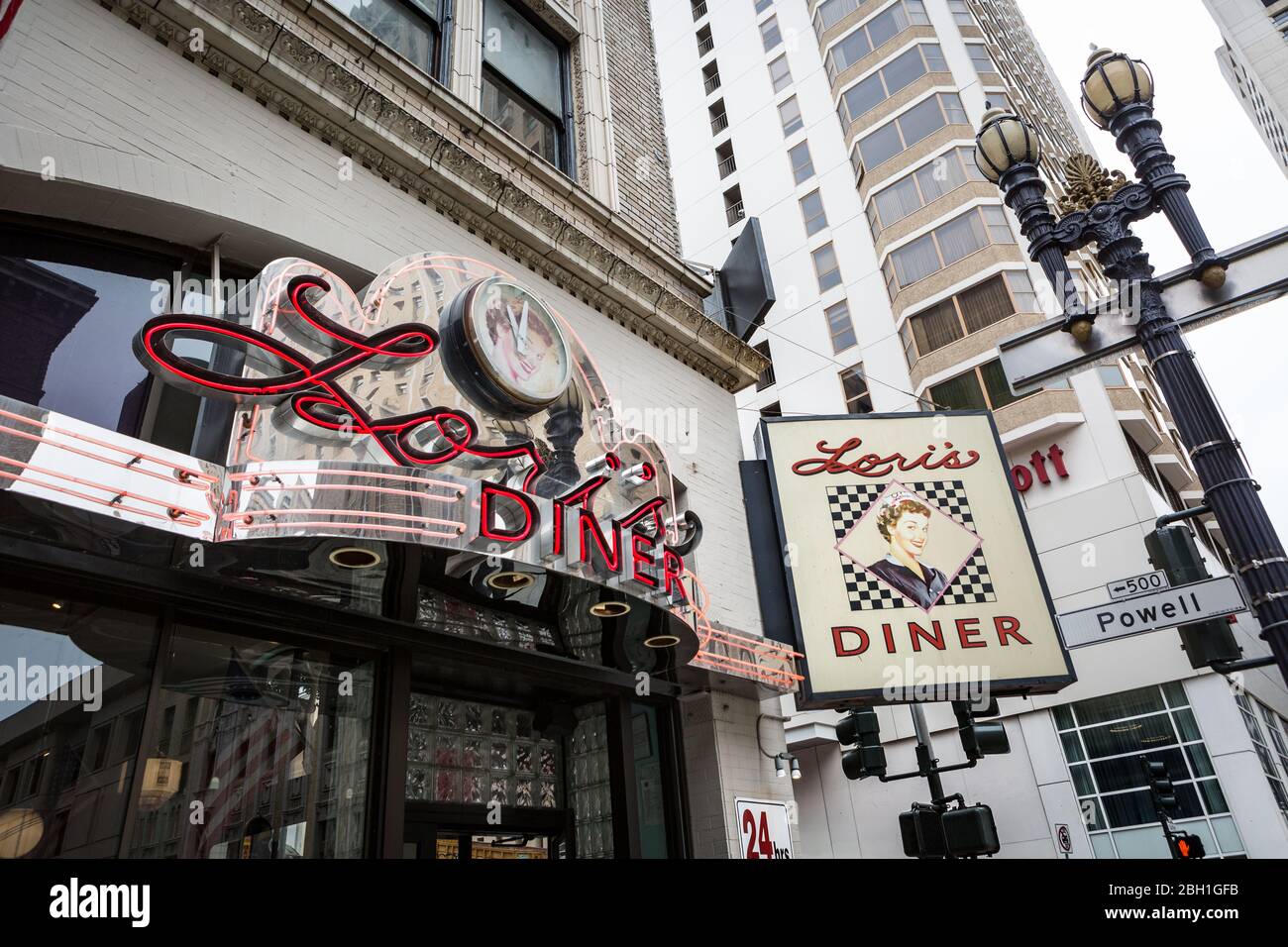 Traditionelles amerikanisches Diner, Lori's Diner, Union Square, San Francisco Stockfoto