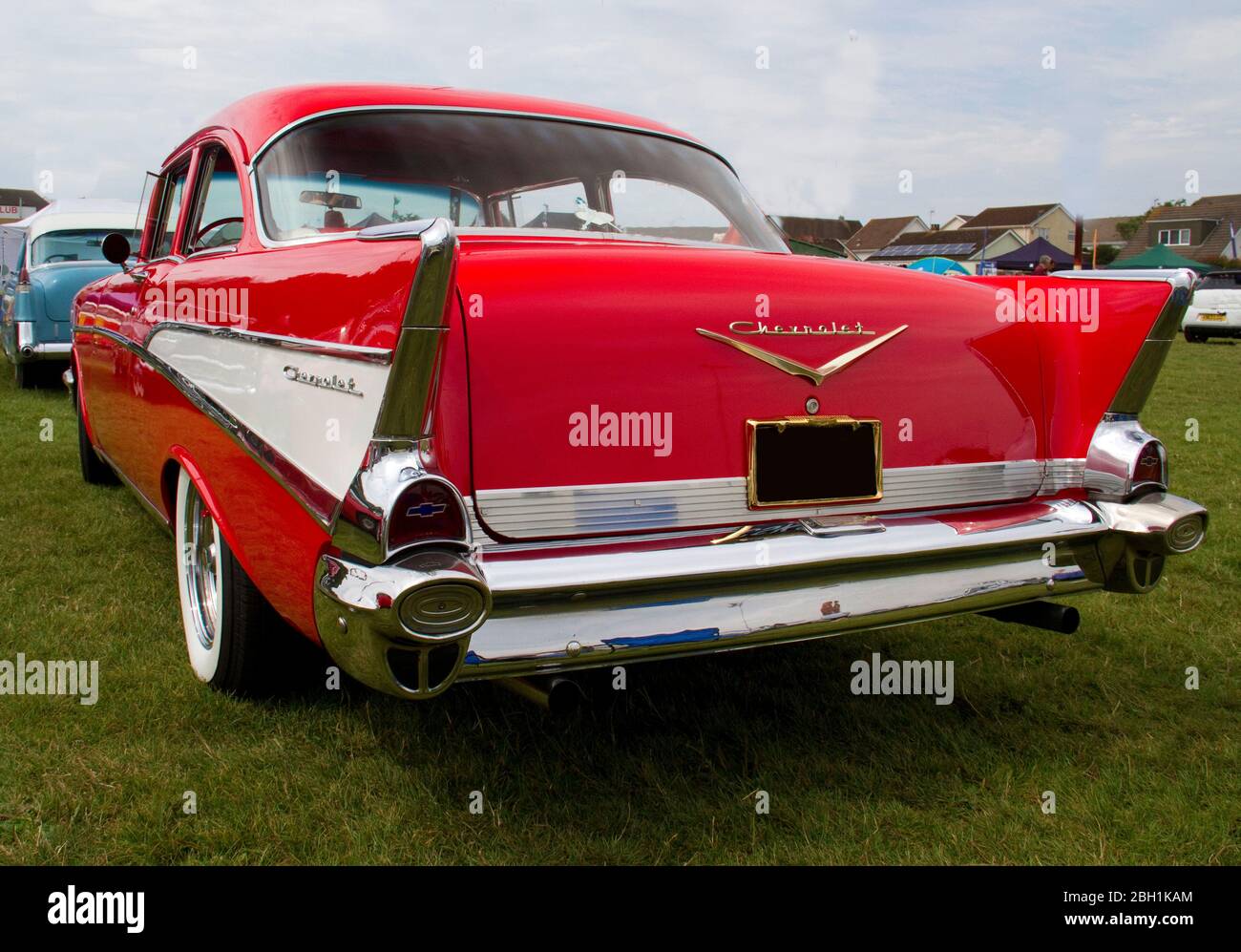 Rückansicht eines Classic American Cadillac Limousine auf einer Oldtimer-Show Stockfoto