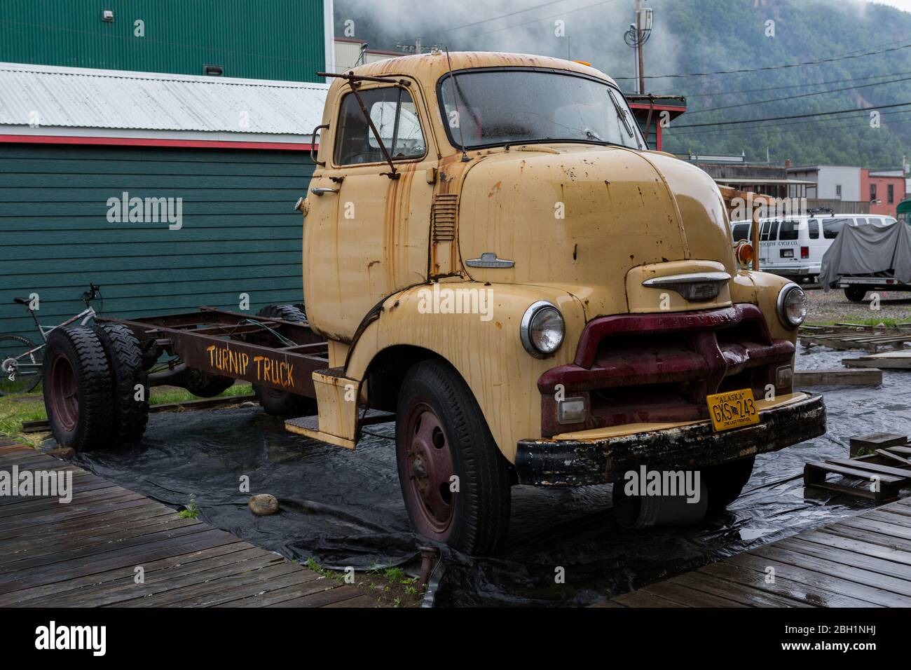 Alte gelbe rostigen Chevrolet LKW Stockfoto