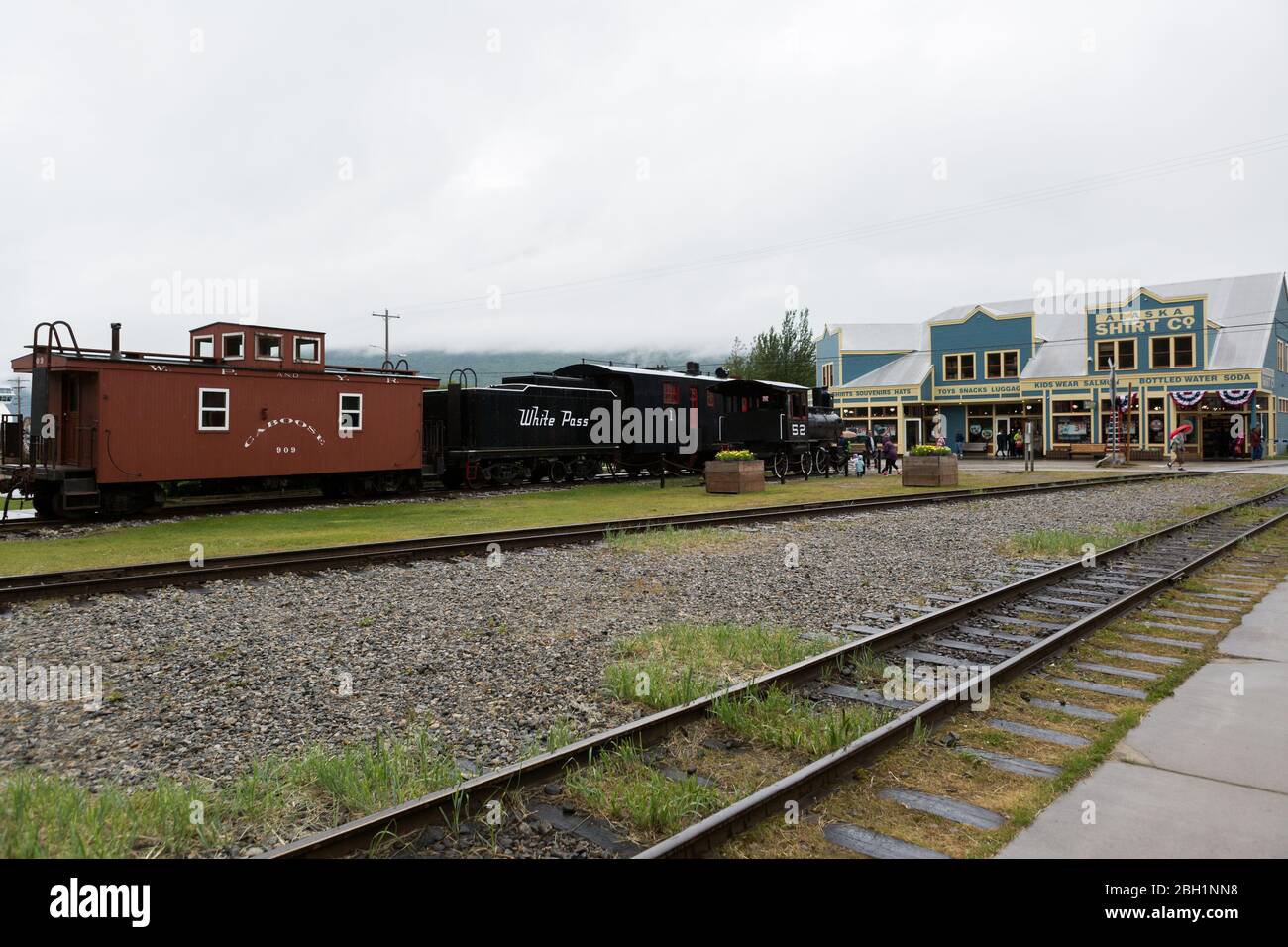 White Pass und Yukon Route Gold Rush Railway Gebäude in Alaska Stockfoto