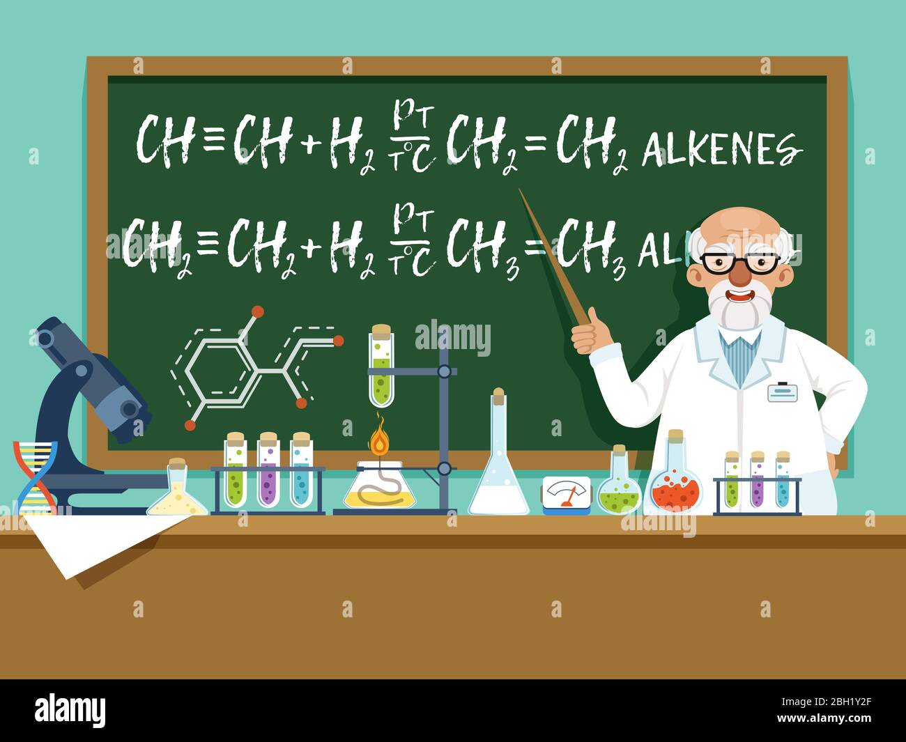 Wee Blue Coo Weihnachtskarte 'Verrückter Wissenschaftler' – Lustige Chemie-Cartoon-Karte