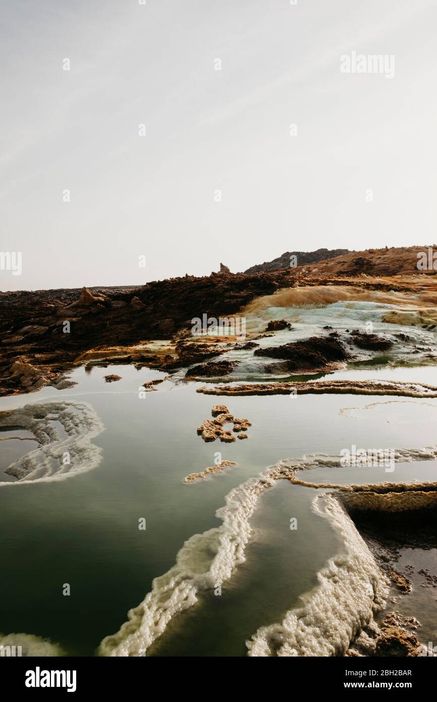 Dramatische Landschaft in Dallol Geothermie Gebiet, Danakil Depression, Äthiopien, Afar Stockfoto