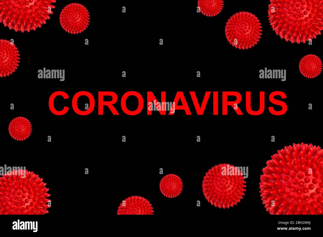 Corona Virus Covid-19 Modell schwarzer Hintergrund. Coronavirus-Epidemie Stockfoto