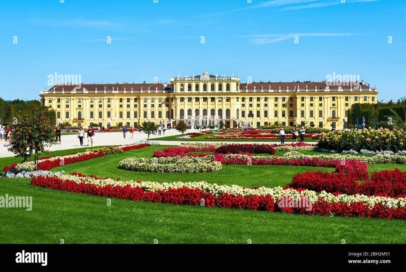 Besuch von Schloss Schönbrunn in Wien Stockfoto