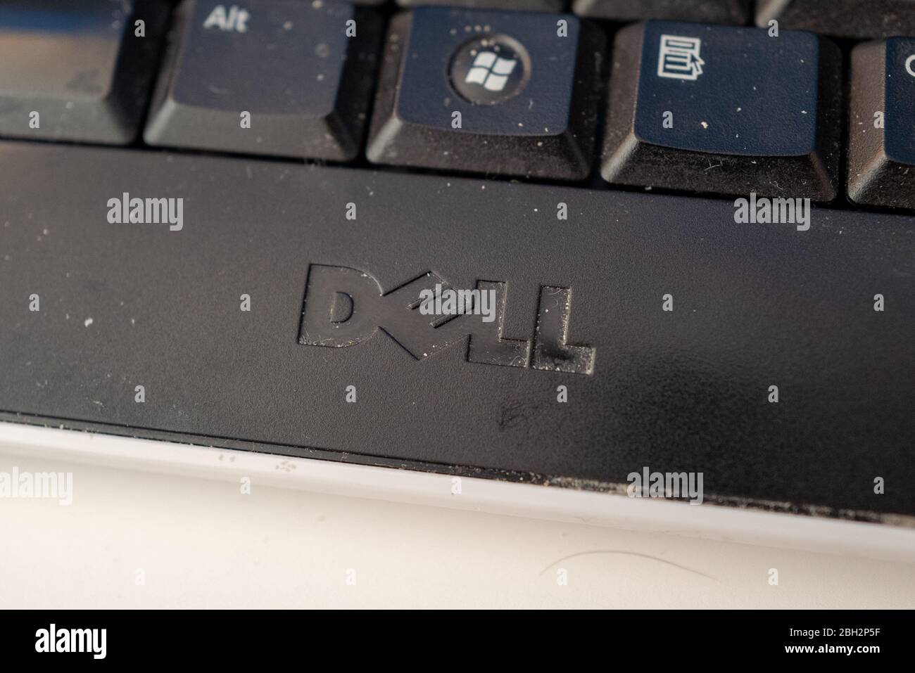 Nahaufnahme des Logos für Dell Computer auf der Computertastatur, San Ramon, Kalifornien, 7. Februar 2020. () Stockfoto