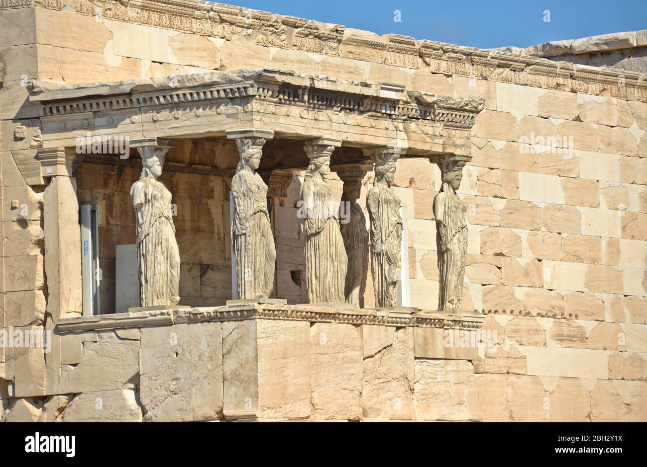 Das Erechtheion: Vorhalle der Karyatiden. Akropolis von Athen, Griechenland Stockfoto