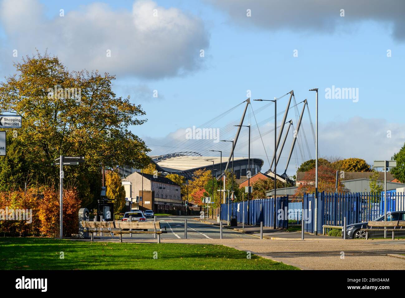 MANCHESTER, ENGLAND - OCTUBER 27,2019 : Etihad Stadion ist die Heimat von Manchester City Englisch Premier League Fußballverein Stockfoto