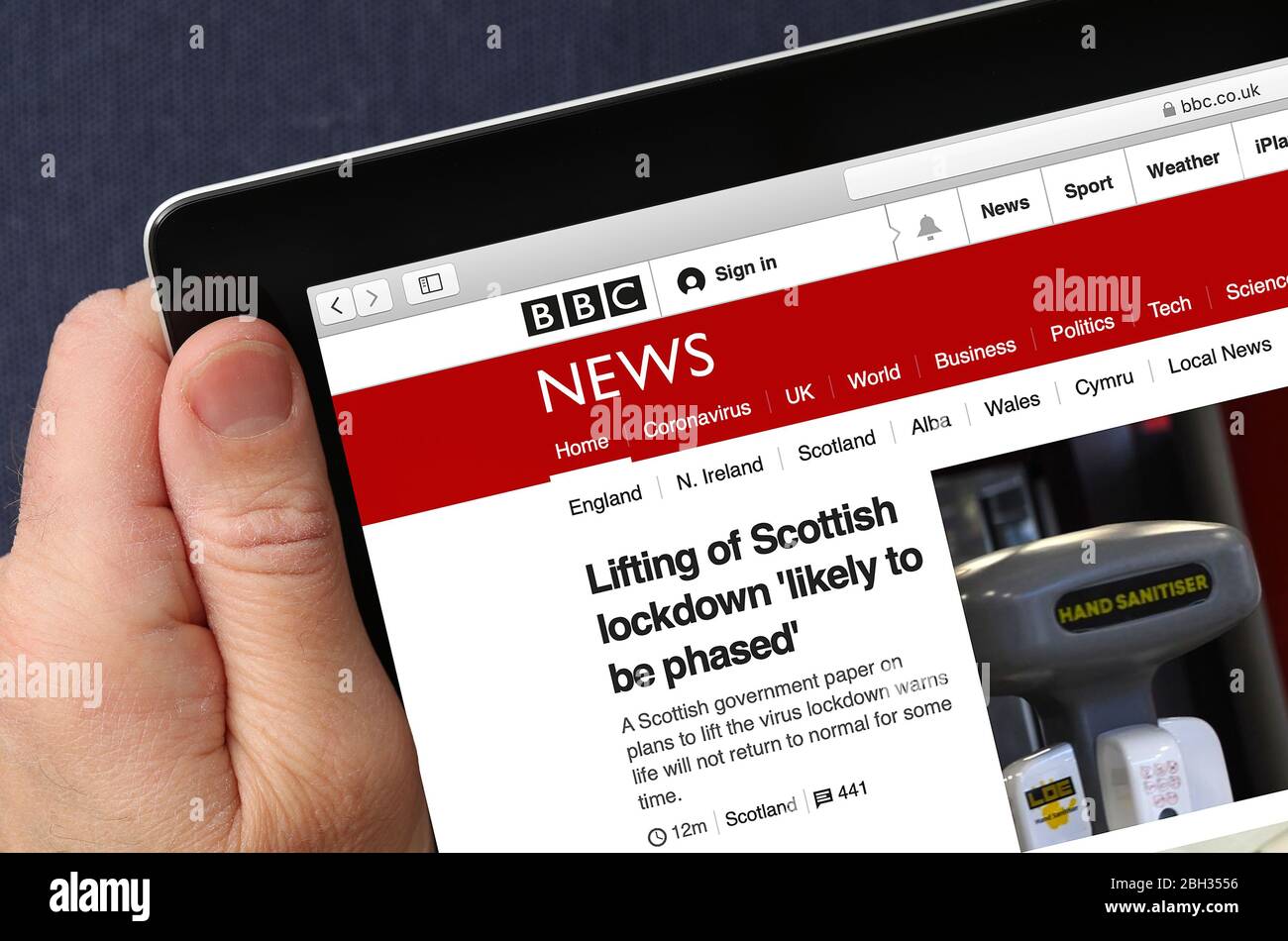 BBC News-Website auf einem iPad (nur redaktionelle Verwendung) Stockfoto