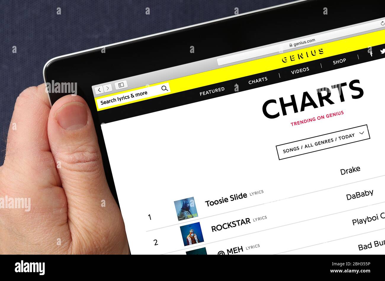 Genius-Website auf einem iPad (nur redaktionelle Verwendung) Stockfoto