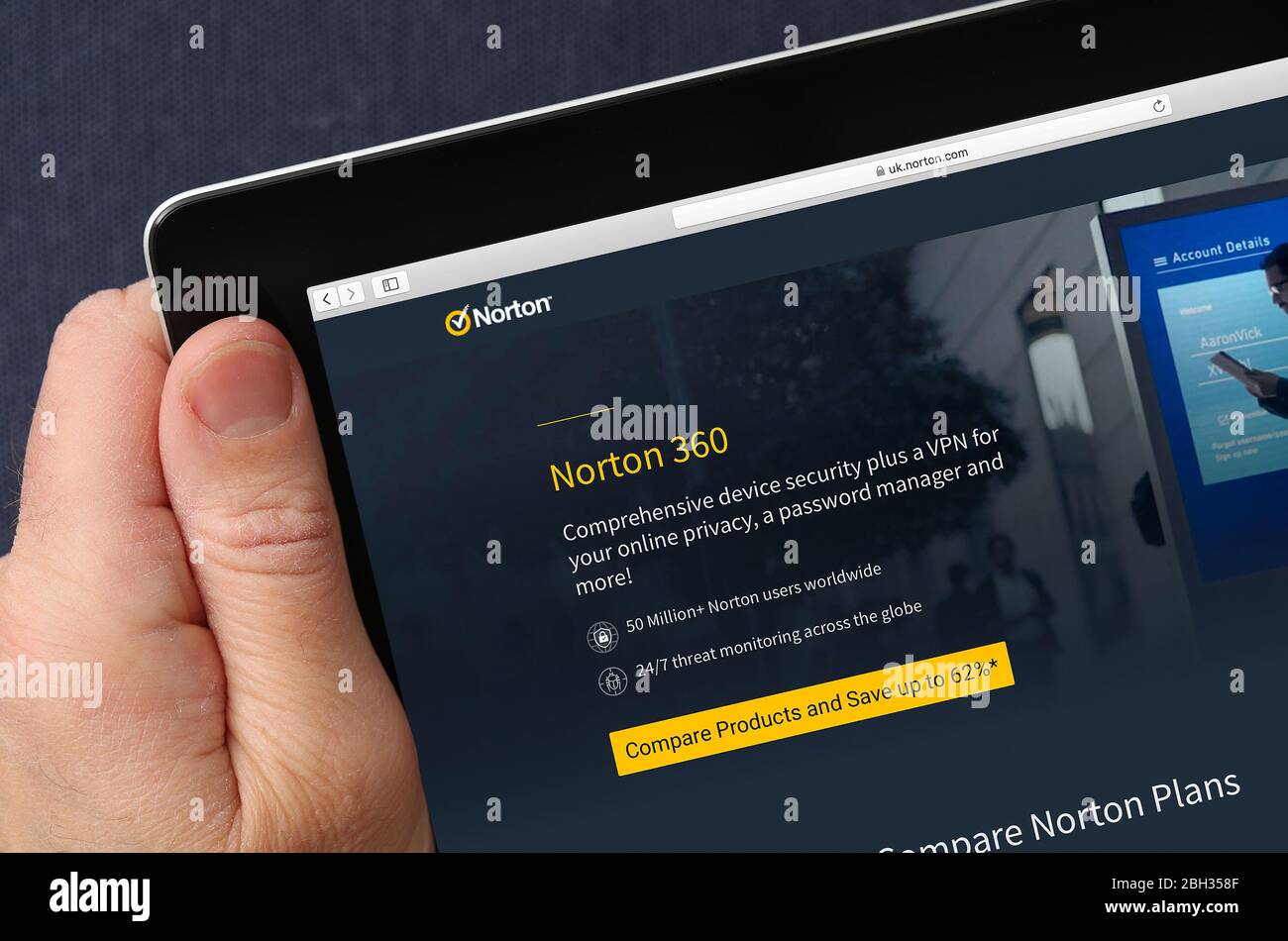Norton Security-Website auf einem iPad (nur redaktionelle Verwendung) Stockfoto