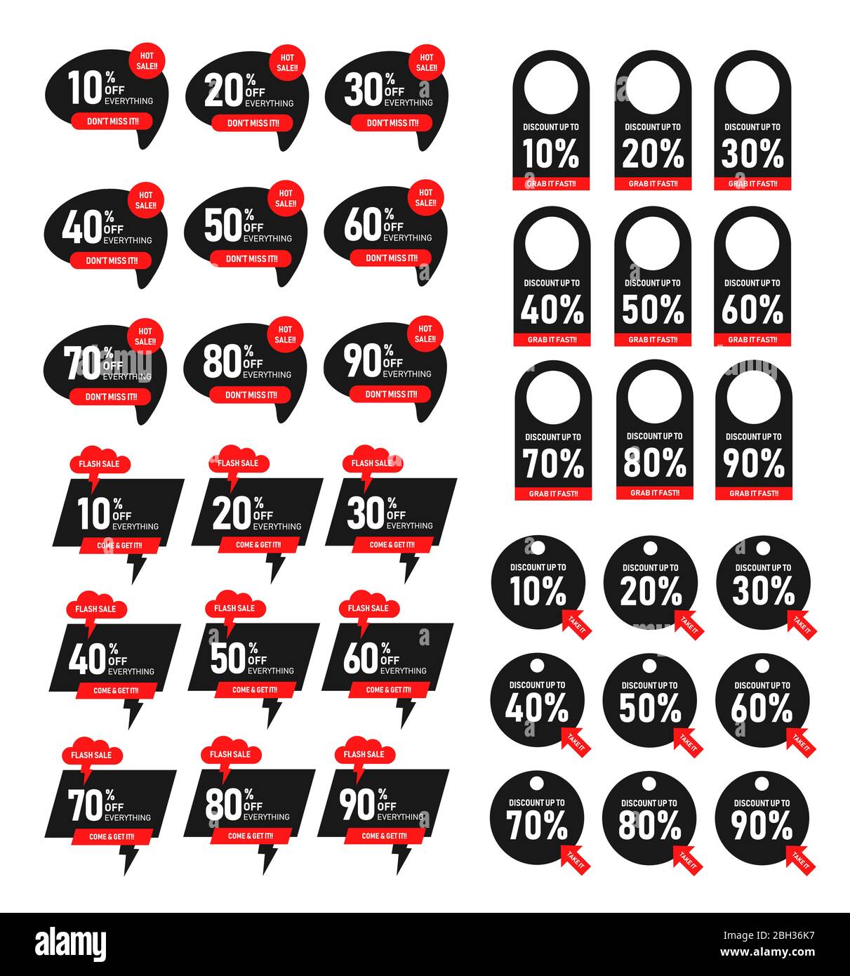 Dynamische moderne zum Verkauf Tag. Flash Sale Label Vorlage Design, Flash Sale spezielle Tag-Set. Rabattaufkleber für Werbeaktion. Stock Vektor