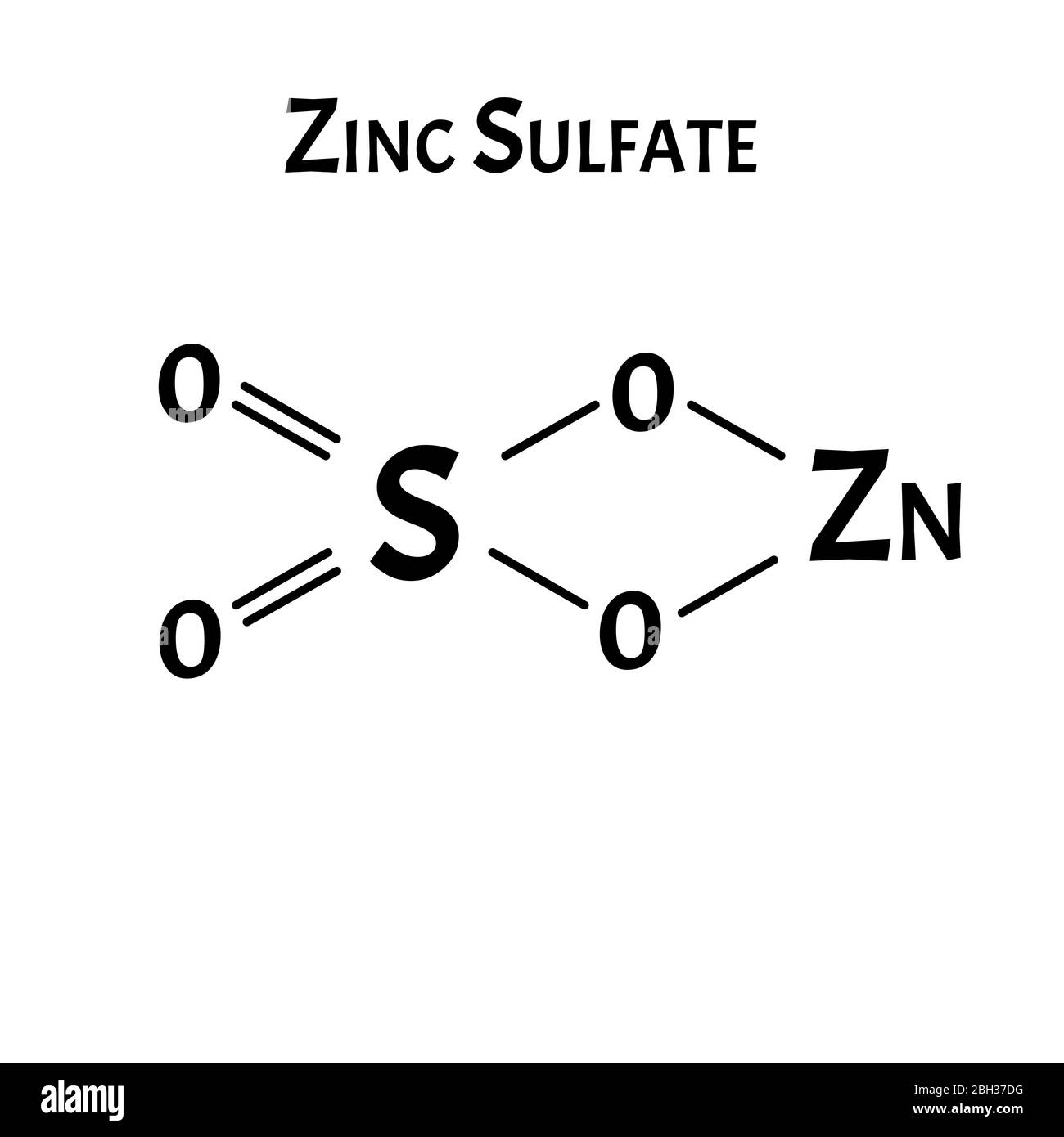 Zinksulfat ist eine molekularchemische Formel. Zink-Infografiken. Vektorgrafik auf isoliertem Hintergrund. Stock Vektor