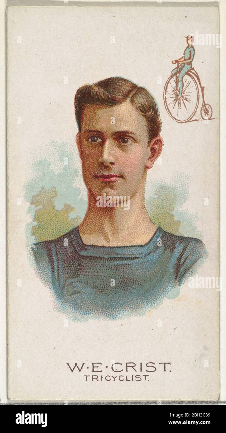 W. E. Crist, Tricycler, von World's Champions, Serie 2 (N29) für Allen & amp; Ginter Zigaretten, 1888. Stockfoto