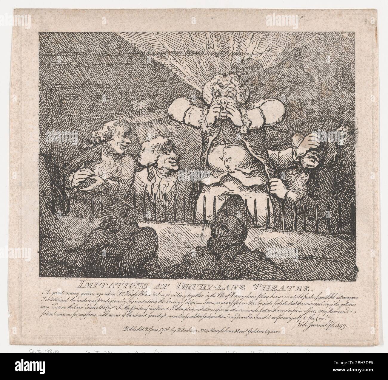 Nachahmungen im Drury-Lane Theater (malerische Schönheiten von Boswell, Teil der zweite), 20. Juni 1786. Stockfoto