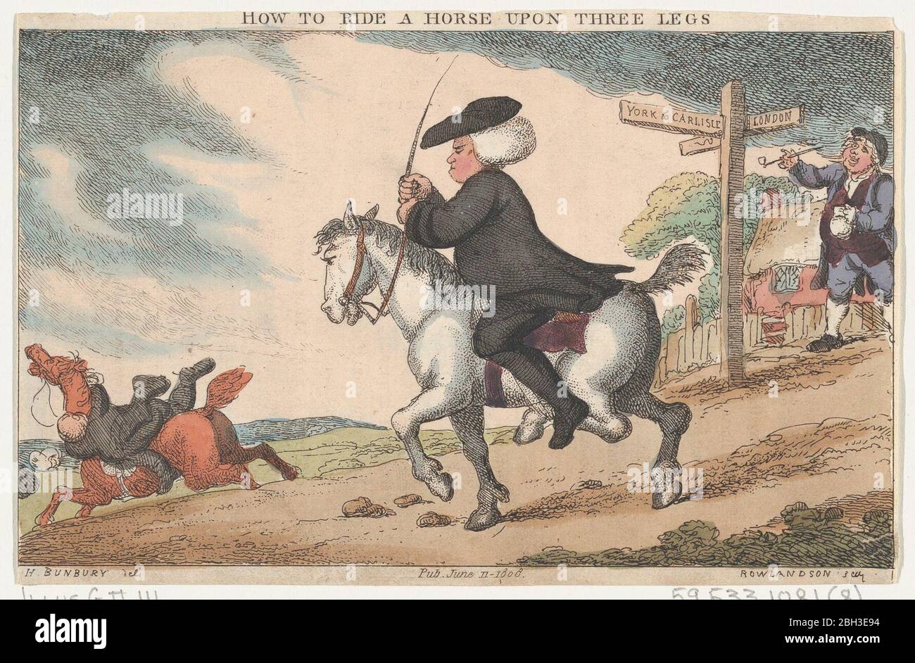 Wie man ein Pferd auf drei Beinen reitet, 11. Juni 1808. Stockfoto