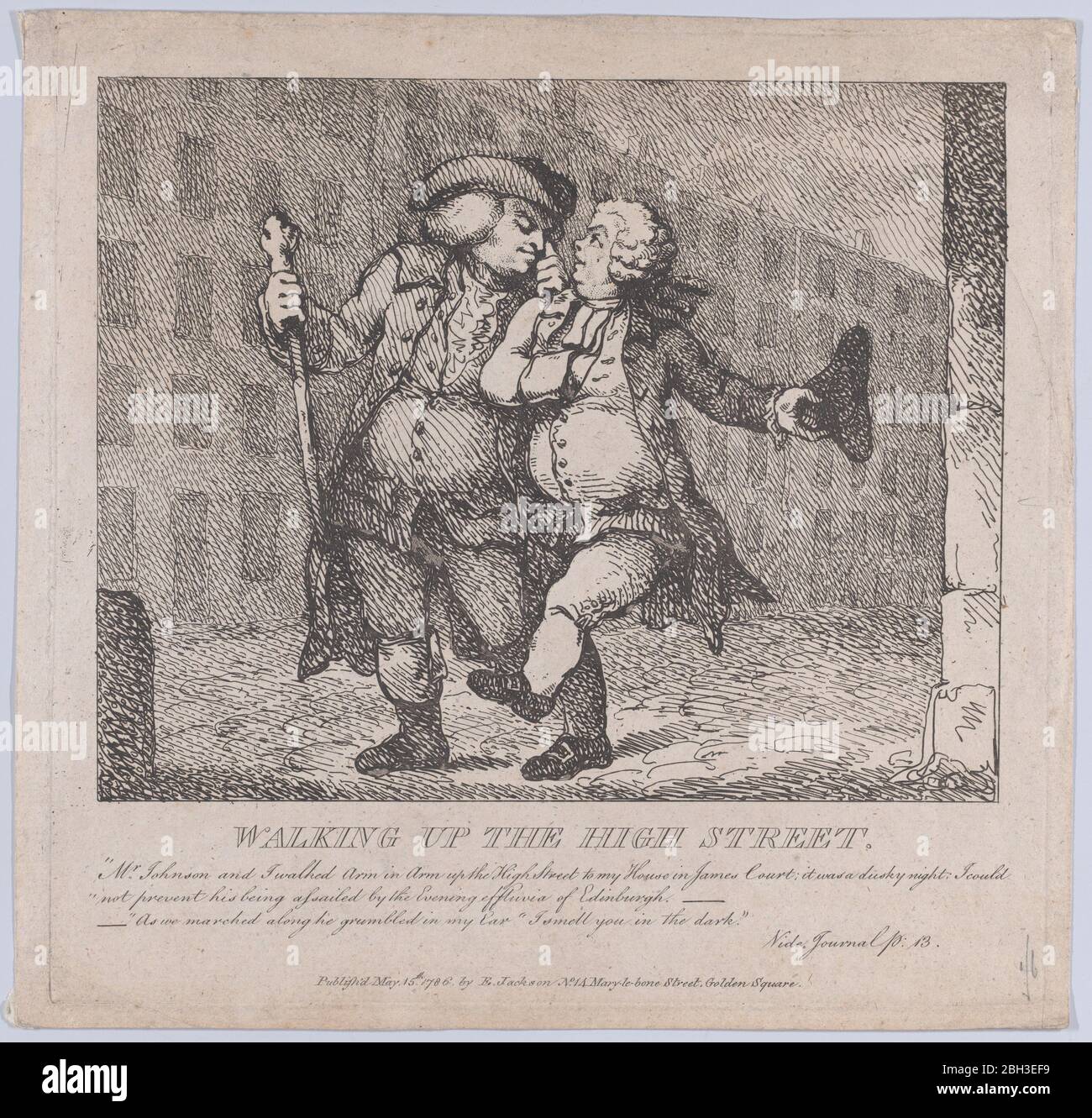 Walking up the High Street, Edinburgh (malerische Schönheiten von Boswell, Teil der erste), 15. Mai 1786. Stockfoto