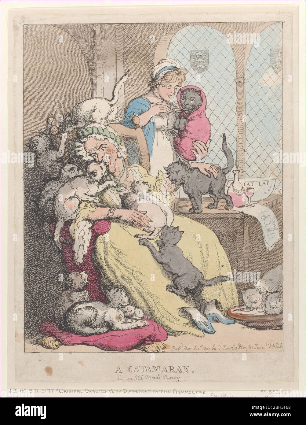 Ein Katamaran oder eine alte Maid's Nursery, 1. März 1803. Stockfoto