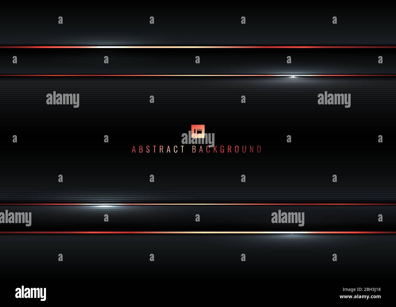 Abstrakte Streifen schwarz metallic mit Kontrast rote Linie Hintergrund und Textur. Vektorgrafik Stock Vektor