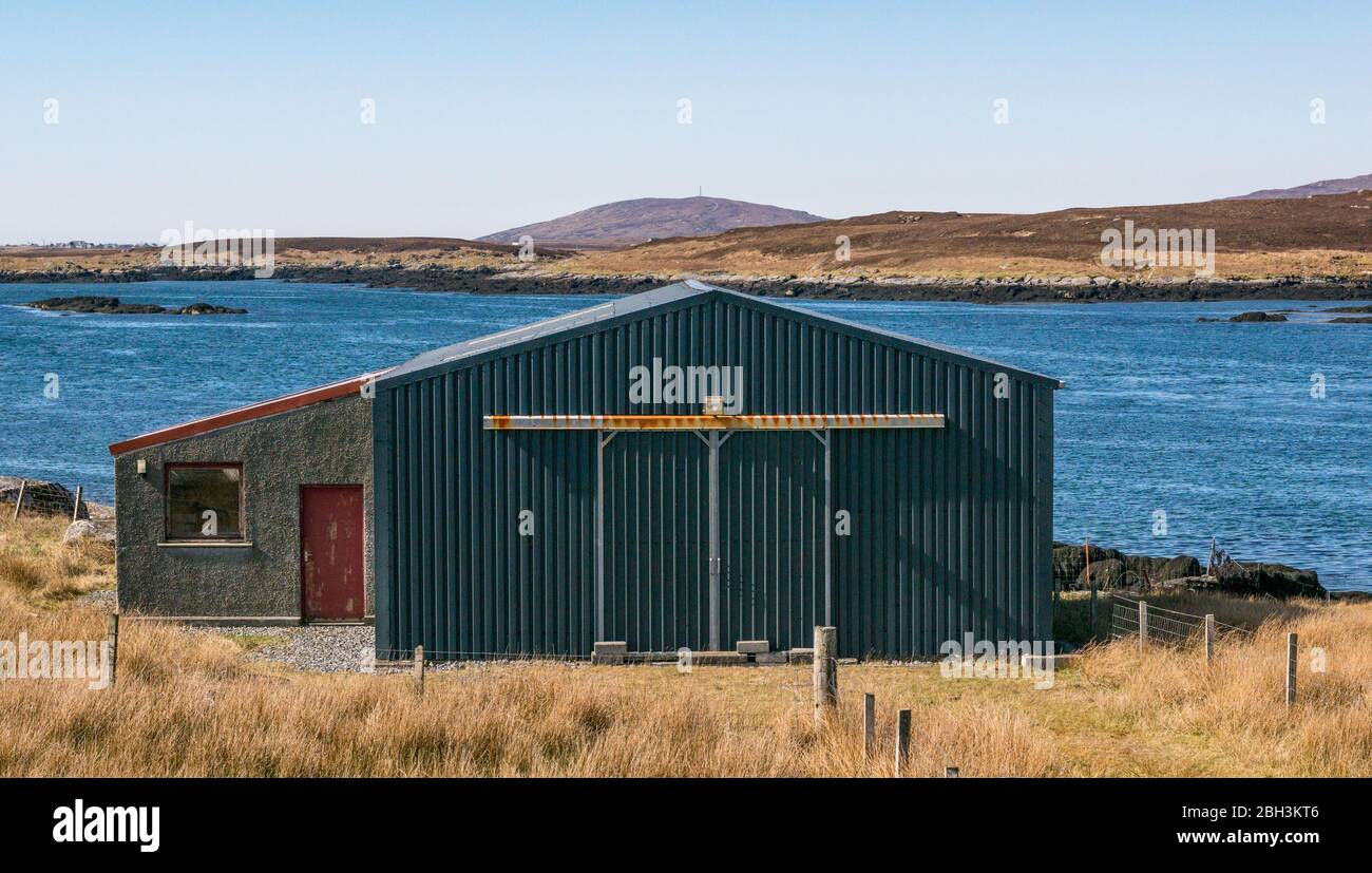 Verlassene Shellfish Factory, North Glendale, South Lochboisdale, South Uist, Äußere Hebriden, Western Isles, Schottland, Großbritannien Stockfoto
