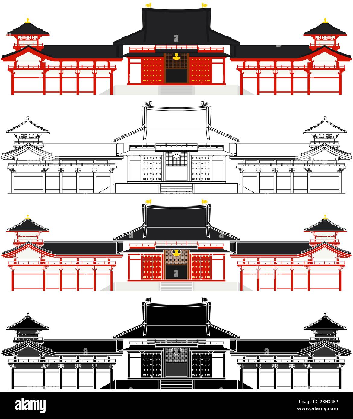 Byodo im Tempel von vorne Stock Vektor