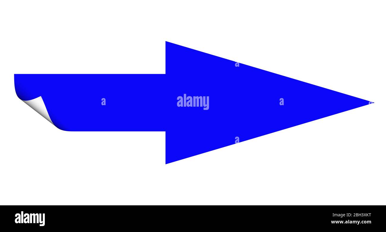 Blaue Pfeil rechts, vor weißem Hintergrund Stockfoto