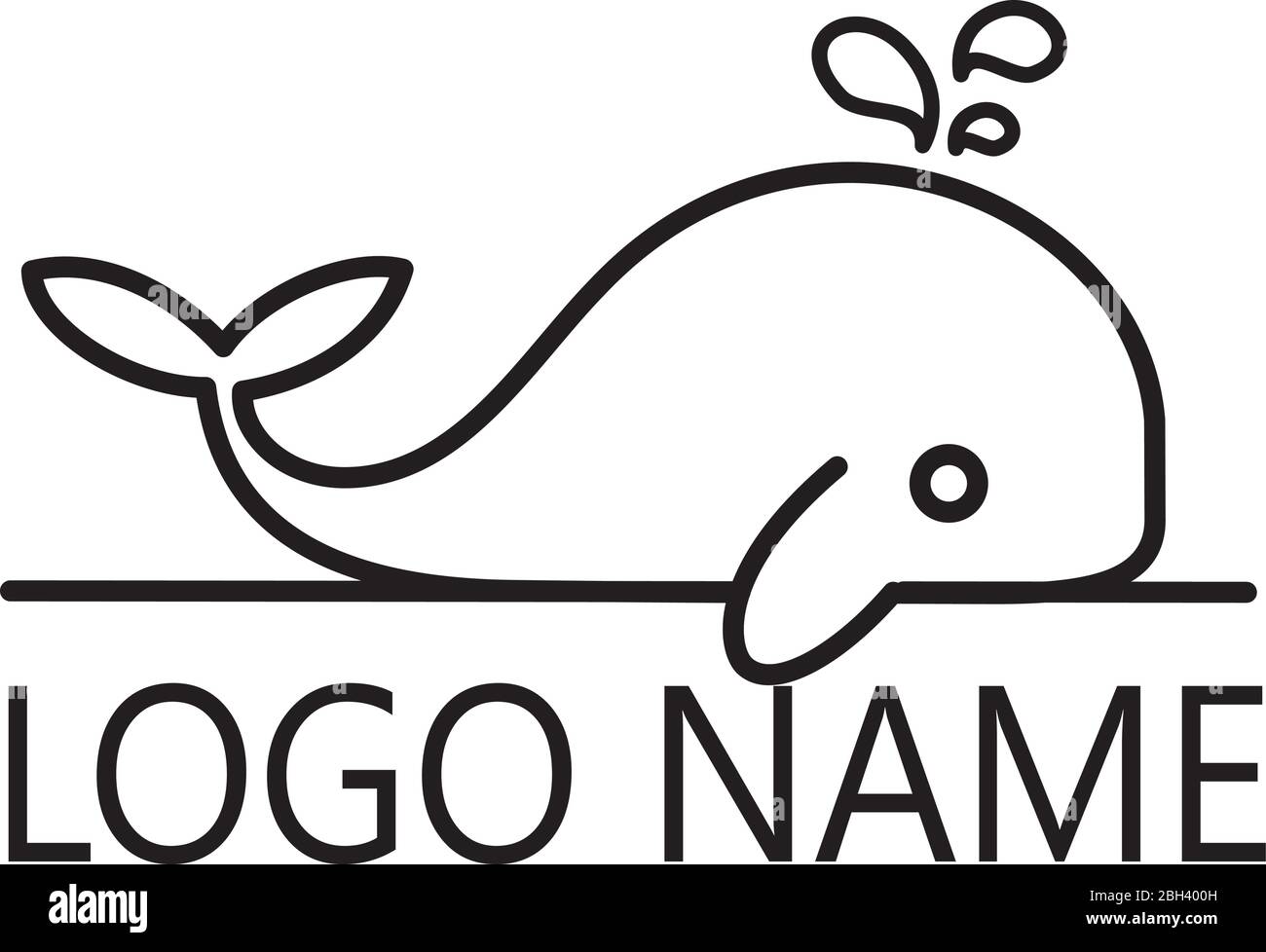 Line Art Little Baby Wal Logo Design Vektor für Logistik, Lieferung, Freiheit, Beratung, Boot und vieles mehr. Stock Vektor