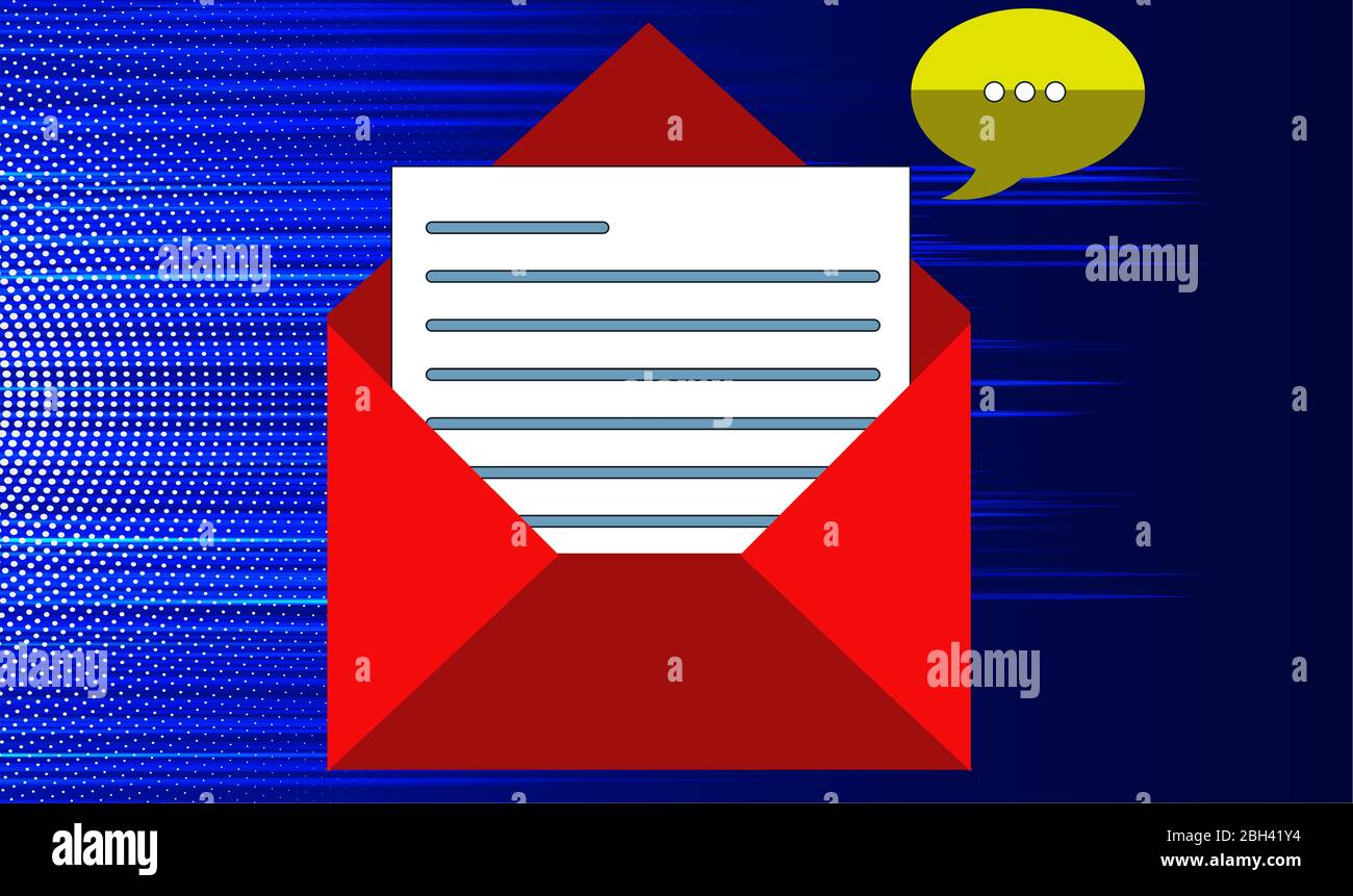 Öffnen Sie E-Mail-Symbol auf digitale Kunst Hintergrund Stock Vektor