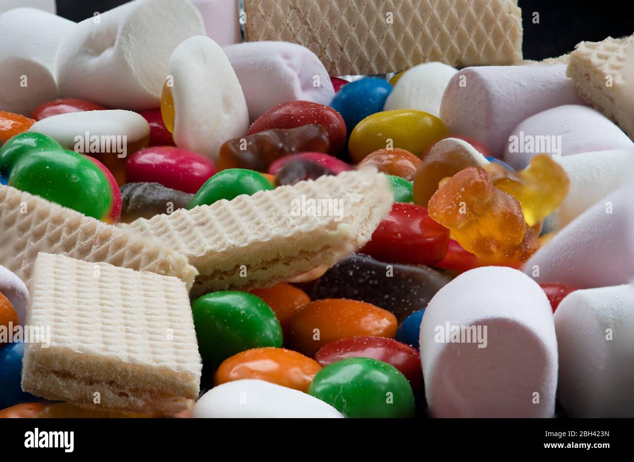 Eine Auswahl verschiedener Bonbons Stockfoto