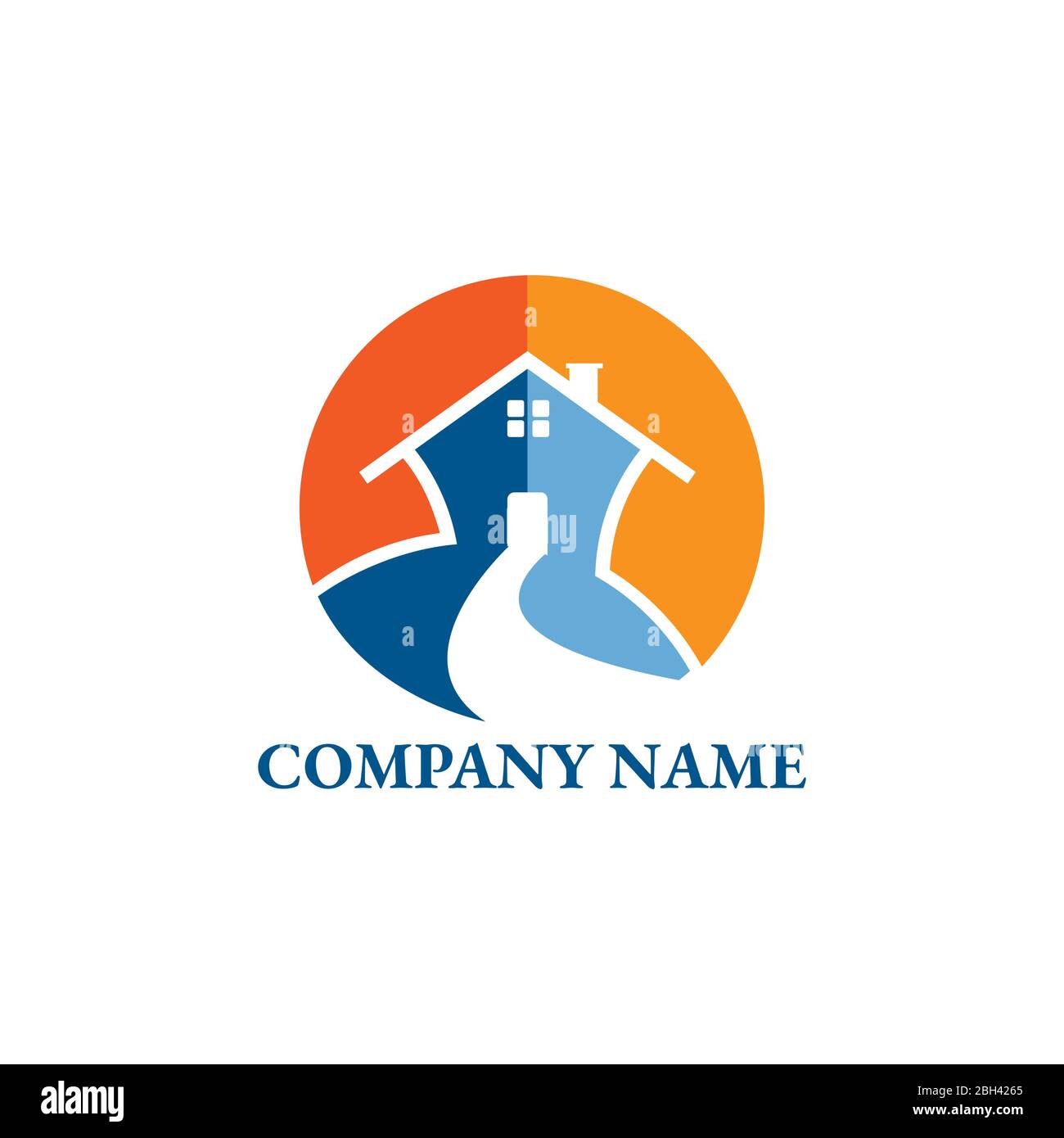 Vektor-Logo-Design-Vorlage von Wald und Haus, die aus einem einfachen Kratzer gemacht. Vektorsilhouette wird gebaut. Vektorlogo Illustration Stock Vektor