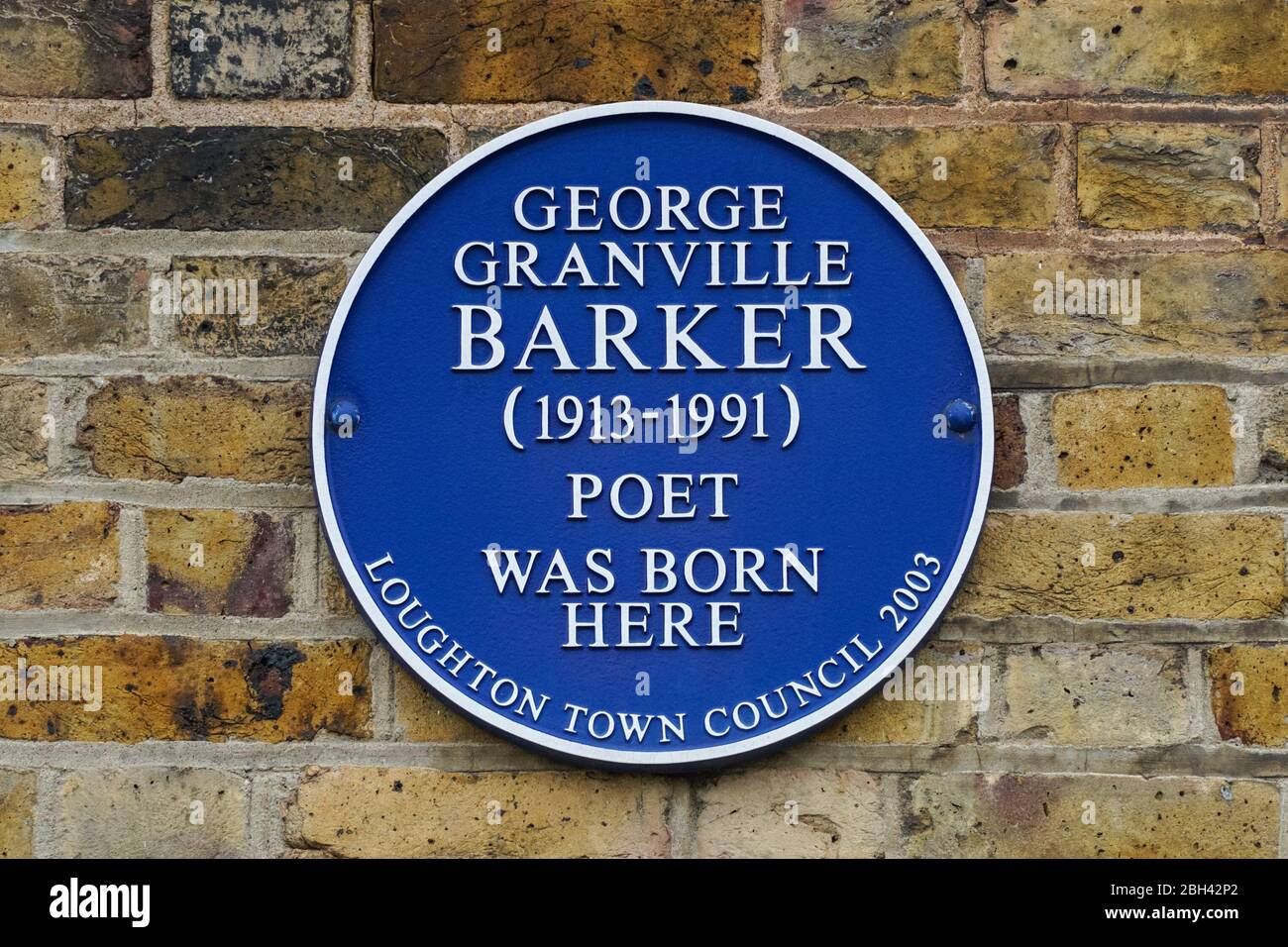 Blaue Plakette von George Granville Barker an der Forest Road, Loughton, London England Großbritannien Stockfoto