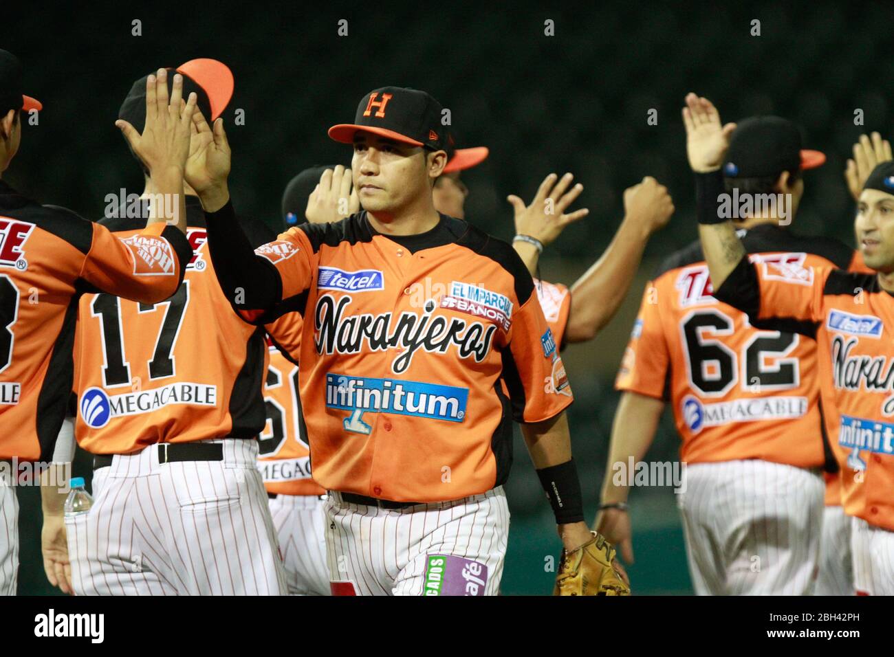 Heber Gomez , durante el juego a beisbol de Naranjeros vs Cañeros durante la primera Serie de la Liga Mexicana del Pac ..während der Naranjeros vs Cañ Stockfoto