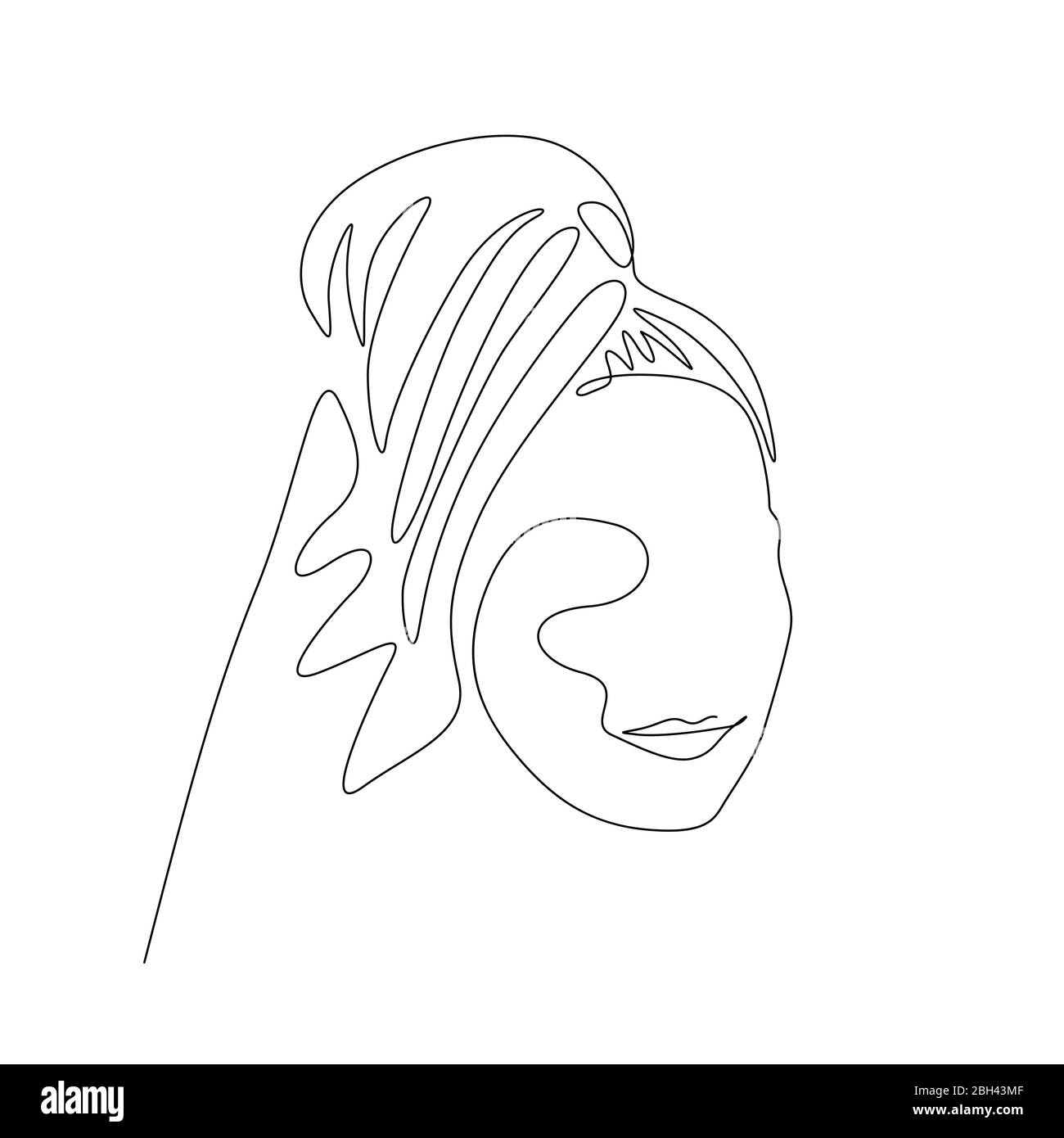 Eine Frau mit einem Handtuch auf dem Kopf nach dem Duschen. Vektorgrafik. Stock Vektor