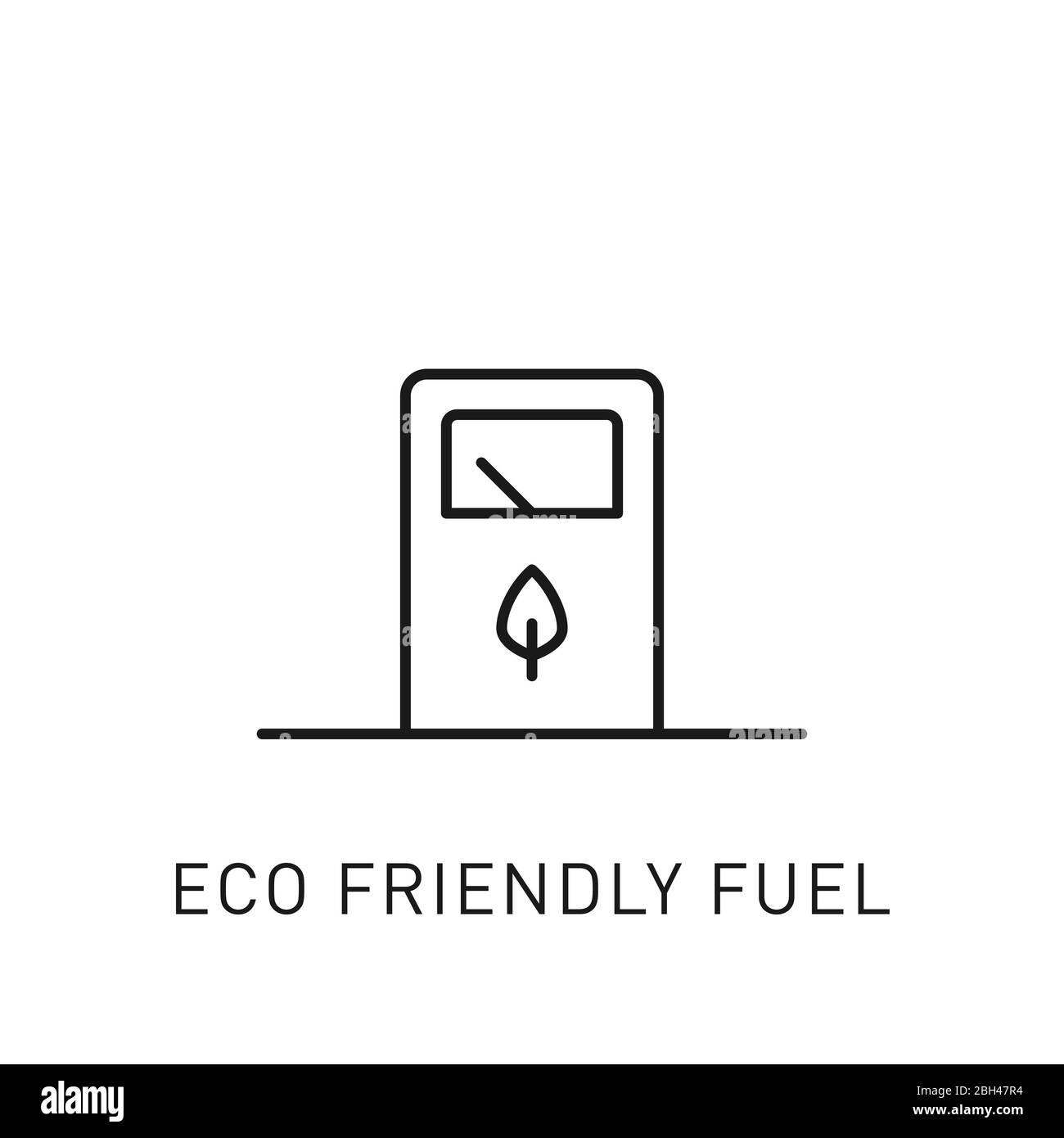 Symbol für umweltfreundliche dünne Kraftstoffleitung. Gestaltungselement für erneuerbare Energien, grüne Technologie. Vektorgrafik. Stock Vektor
