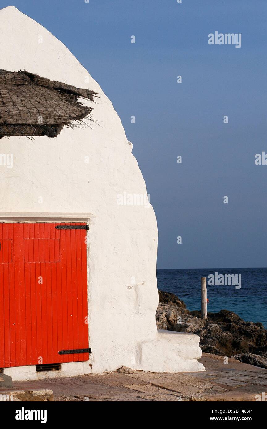 Binibèquer, Binibeca. Fischerdorf und Strand. Menorca, Spanien Stockfoto