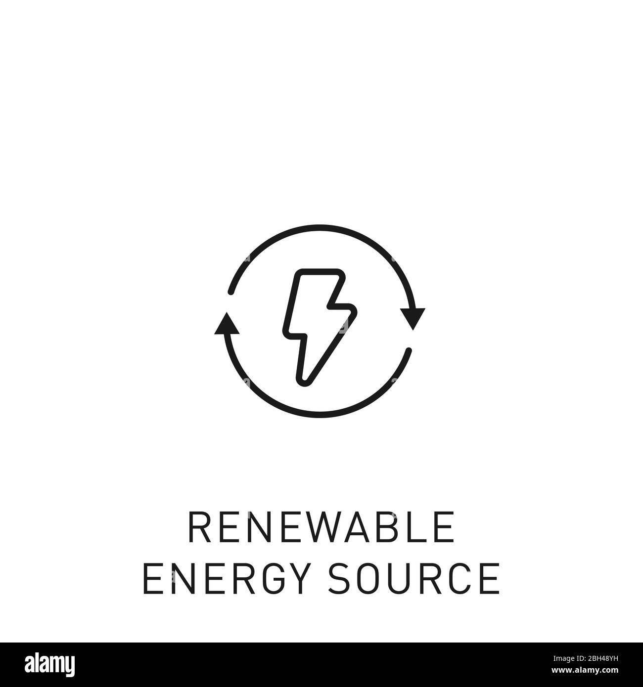 Symbol für erneuerbare Energiequelle mit dünner Linie. Gestaltungselement für erneuerbare Energien, grüne Technologie. Vektorgrafik. Stock Vektor