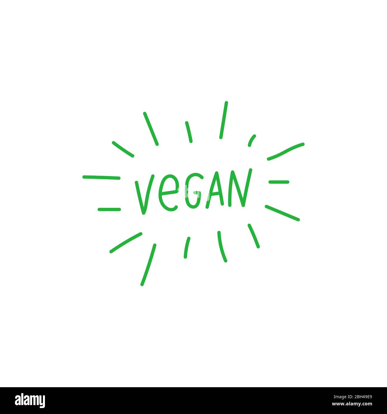 Vegan handgeschriebener grüner Titel isoliert auf weißem Hintergrund. Vektorgrafik. Stock Vektor