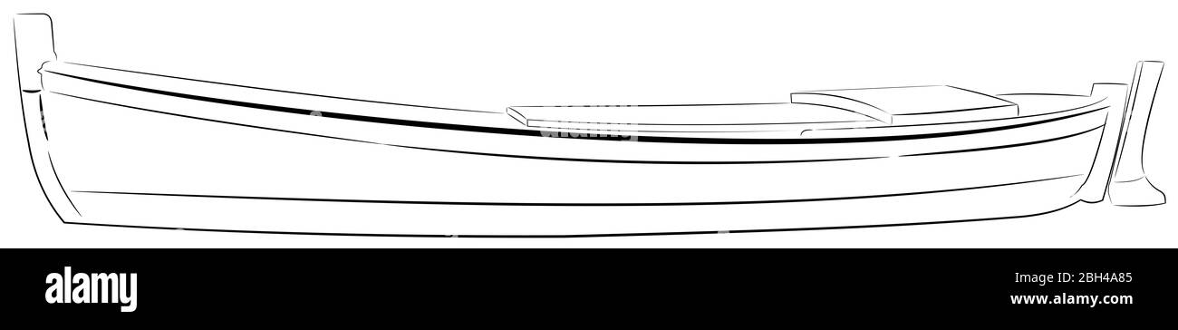 Illustration von kleinen Fischerboot, traditionelle Art des Fischens Stockfoto