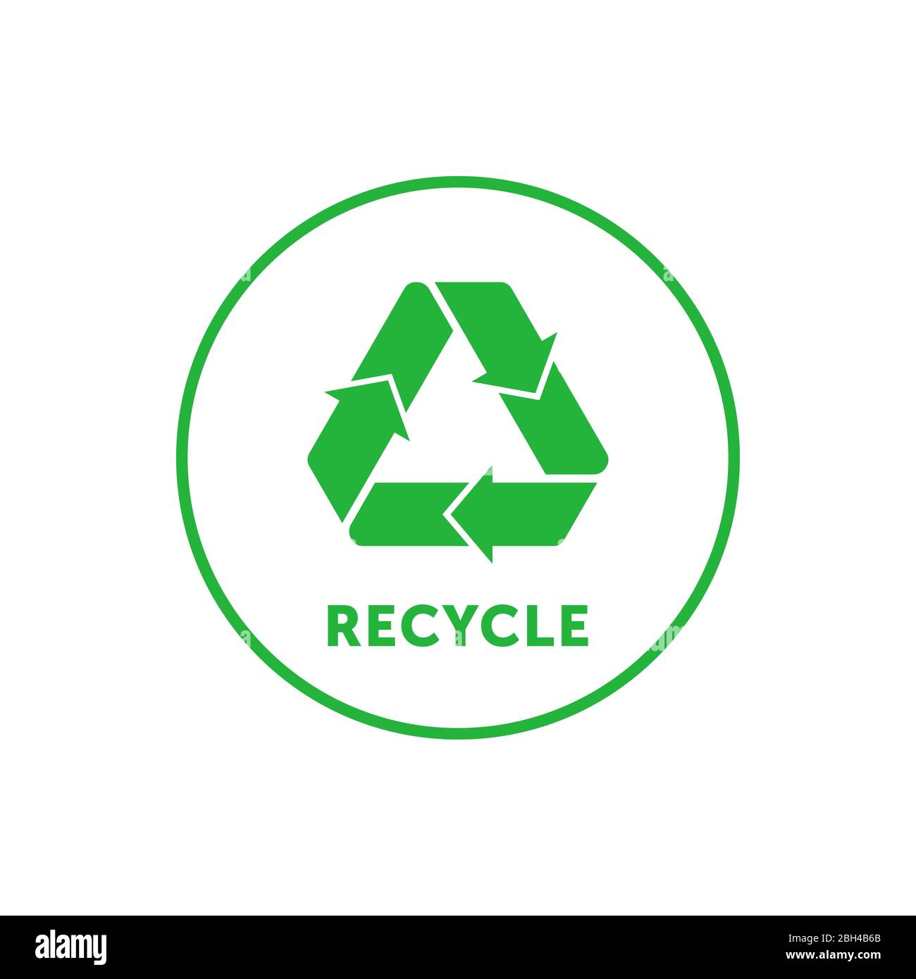 Recycling einfacher grüner runder Aufkleber mit Mobius-Streifen, Band oder Schlaufe. Design-Element für Verpackungsdesign und Werbematerial. Vektor Stock Vektor